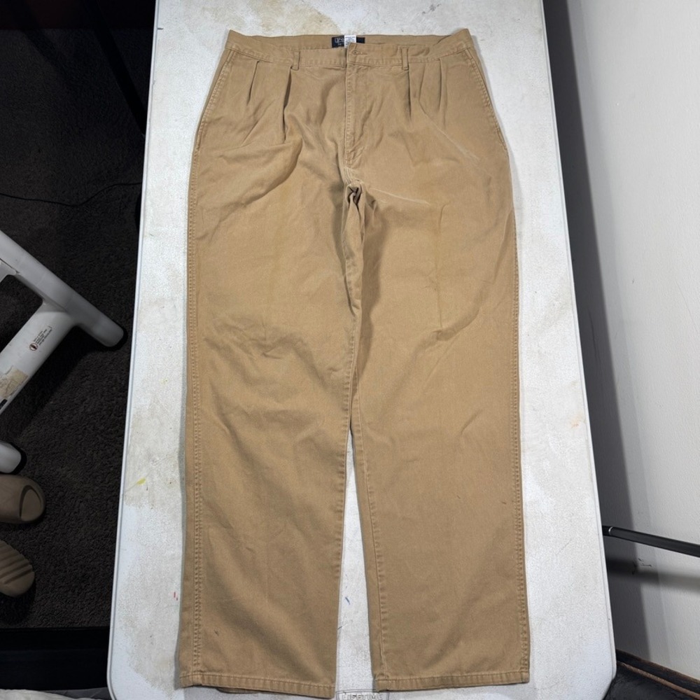Vintage Polo Ralph Lauren Mens Pleated Chino Pants Tan Khaki 36x32